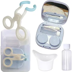 Contact Lens Applicator Tool, Color Contact Lenses Wearing Aids, Portable Eye Opener for Easier Apply/Remove Contact Lens, with Contact Lens Case, Sucker+Tweezer with Soft Tip, Mirror, Eye Wash Cup