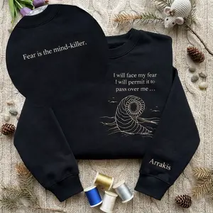 Embroidered Du.ne Pa.rt Three  Sweatshirt, Sci-Fi Movie Character Art Hoodie, Gift For Fan