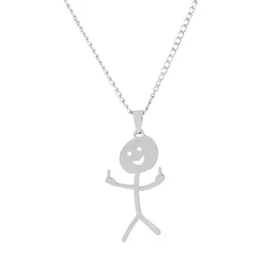 Cartoon Figure Shaped Necklace for Men & Women,Stainless Steel  Necklace,Whimsical & Fun Gift for Family and Friends