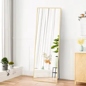 59"x16" Rectangle Full Length Mirror, Full Body Standing Mirror Floor Mirrors, Gold