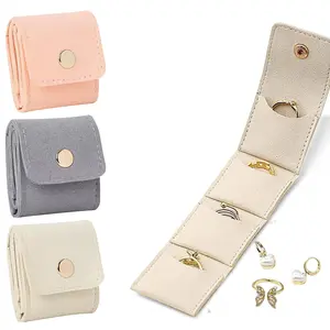 Mini Travel Jewelry Bag, Portable Foldable Jewelry Roll Bag with Buckle, Small Jewelry bag for Travel Essentials, Earrings Rings Necklaces Jewelry Bag