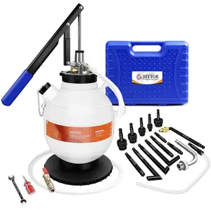 JIFETOR Transmission Fluid Refill Pump ATF Transfer Tool Kit, Manual Gearbox Oil Filler Set with 7.5L Oil Filling Can Dispenser 15PCS ATF Adapters Compatible with Ford Audi Mercedes Benz VW BMW