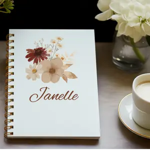 Personalized Floral Spiral Notebook, Custom Name Journal, Floral Stationery, Gifts for Her, Wedding Guestbook, Study Planner, Thanksgiving Gift
