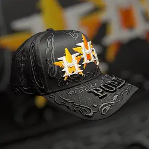 HHH Negro y Amarillo Baseball Cap with Embroidered Design and Adjustable Fit for Men