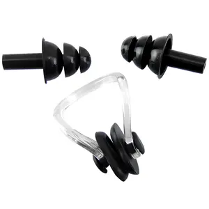 Swimming Nose Clip and Ear Plugs Set Silicone Waterproof Earplugs Anti-Choking Swimming Gear for Adults Kids