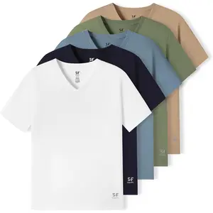 Men's V-Neck T-Shirts, 5-Pack Undershirt, Multicolor, Regular Fit, Tag-Free, Ultra Soft, Breathable