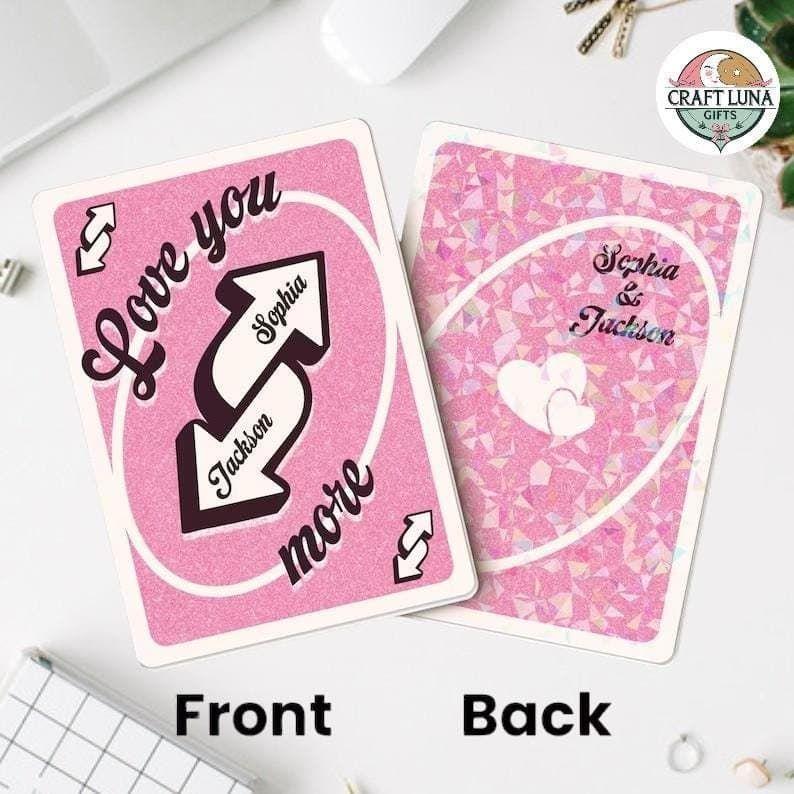 Love You More UNO Reverse Card Personalized Gift, Custom Anniversary Present for Partner, Wedding Gift for Husband or Her