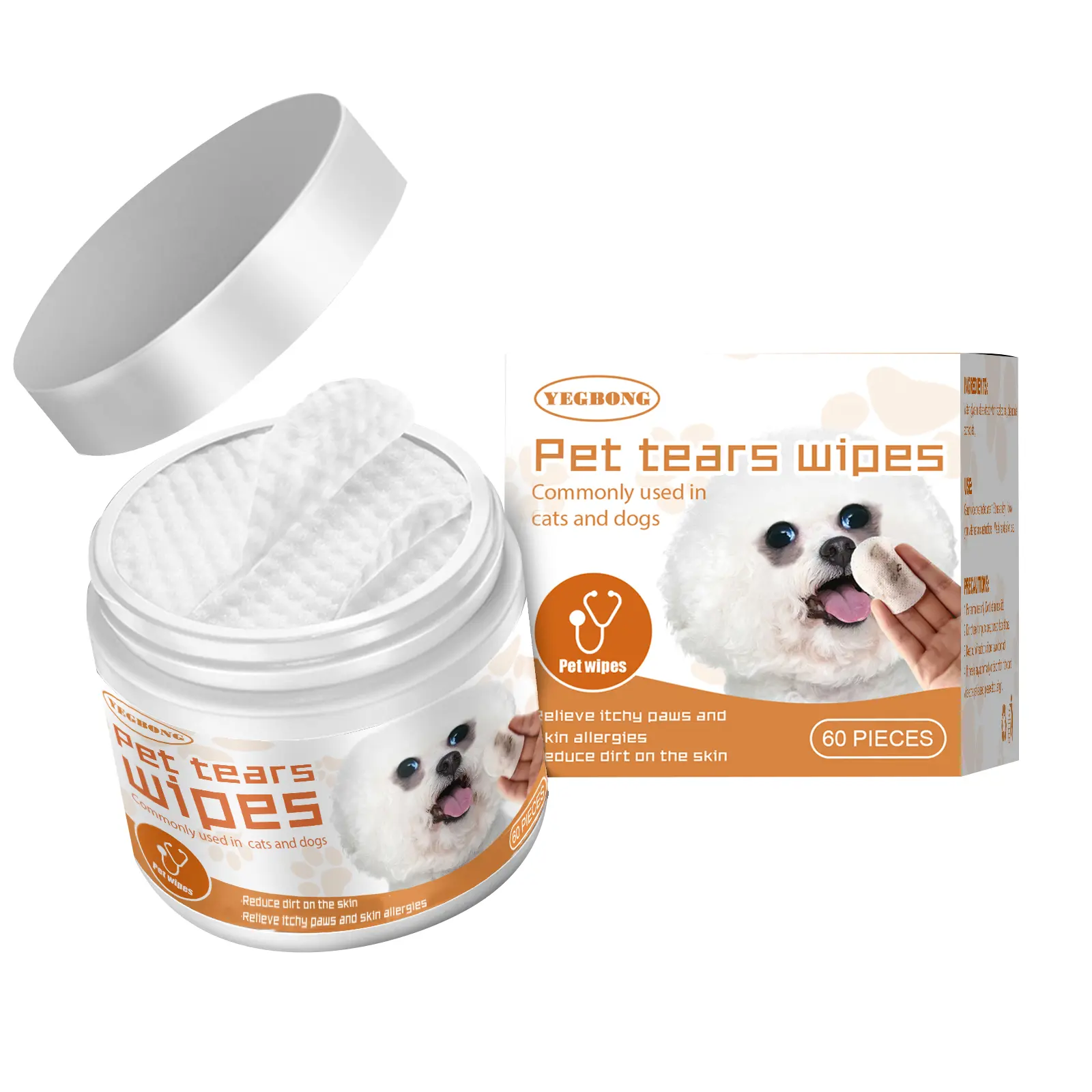 Dog & Cat Tear Stain Wipes – Gentle Eye Cleaning Wipes for Tear Stains, Eye Discharge & Dirt | Aloe Vera & Chamomile Formula | Daily Pet Eye Care, 60 Count