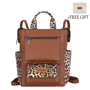 Wrangler Western Leopard Print Women's Convertible Anti-Theft Backpack for School and Travel-Crossbody Purse for women