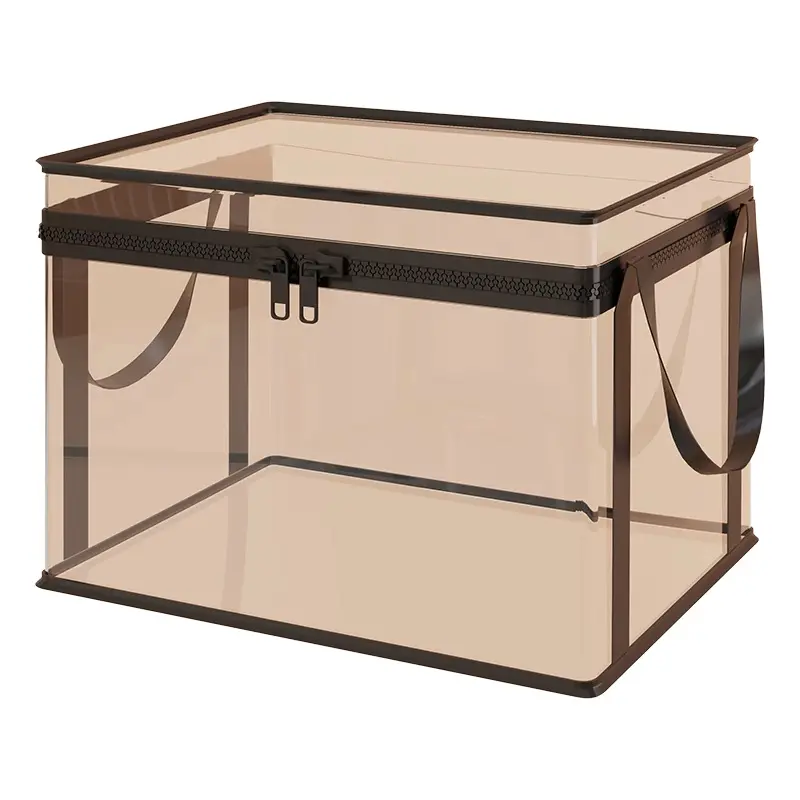 Black PVC Stuffed Animal & Doll Storage Box with Handle, Dustproof Durable Large‑Capacity Toy Organizer Bin for Kids Room Playroom Living Room, Perfect Birthday Gift for Boys Girls