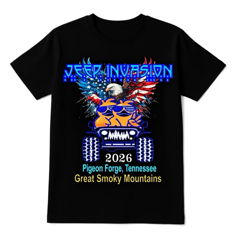 T-Shirt Jeep Invasion 2026 DTF Men and Women 5.5 oz Tee 50% US Cotton 50% Polyester Classic