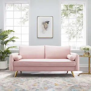 Modway Revive Performance Velvet Sofa in Pink