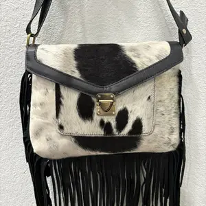 Cowhide Handbag with Fringe