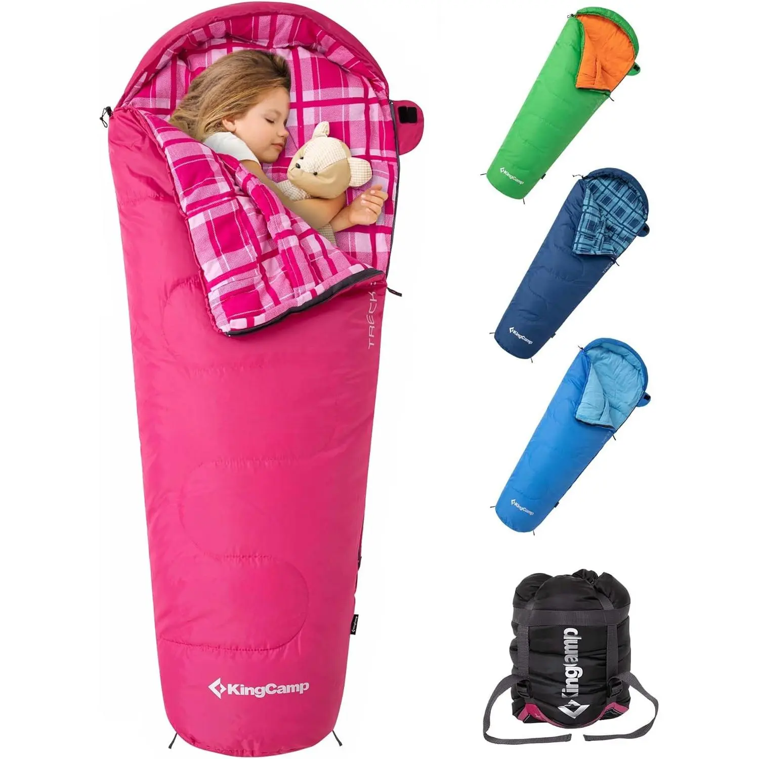 KingCamp Kids' 3-Season Sleeping Bag, 100% Cotton Flannel-Lined Warm Sleeping Bag, Lightweight Portable Camping Gear for Sleepovers & Travel