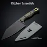 9Cr18 Stainless Steel Full Tang Full Edge Kitchen Knife - Matte Black Handle, Silver Durable Blade, Sheath-Included, Minimalist Ergonomic Secure Grip for Household Slicing, Daily Kitchen Operations