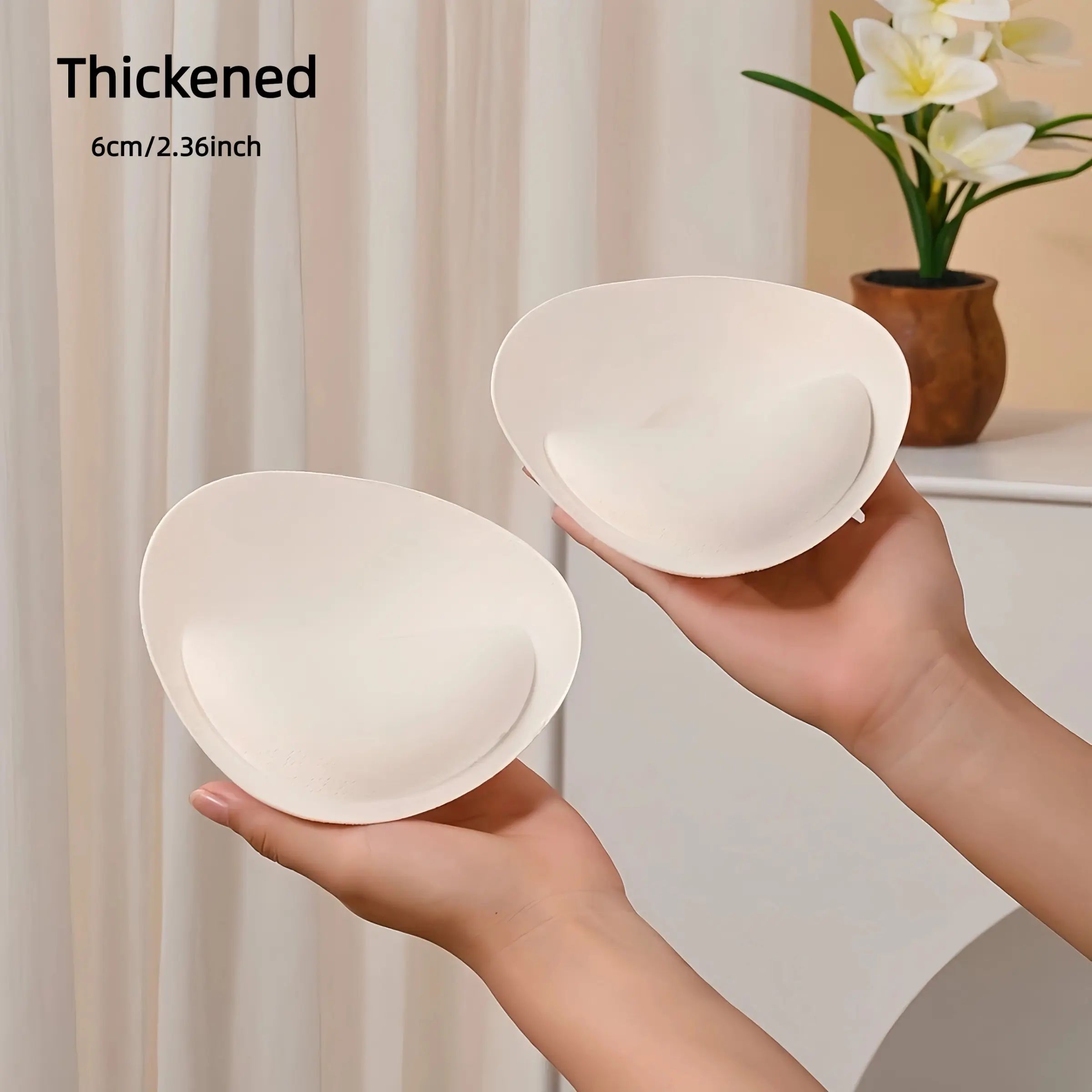 6cm Ultra-Thick Sponge Bra Pads, Breathable Lifted Inserts for Small Chests, Washable Universal Fit for Bras, Bikinis, Sports Bras