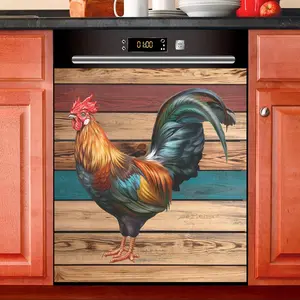 Dishwasher  Cover Rooster Farmhouse  Refrigerator Panel Decorative Vinyl Fridge Microwave Sticker  Seasons Decor, 26x23 in