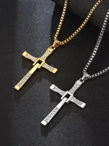 Dominic Toretto 'Fast & Furious' Star Vin Diesel Style Crystal Jesus Men's Cross Pendant Necklace Gift Jewelry