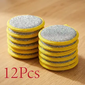 12-Pack Double-Sided Absorbent Sponges – Scratch-Free, Reusable Cleaning Pads for Kitchen/Dining Stains