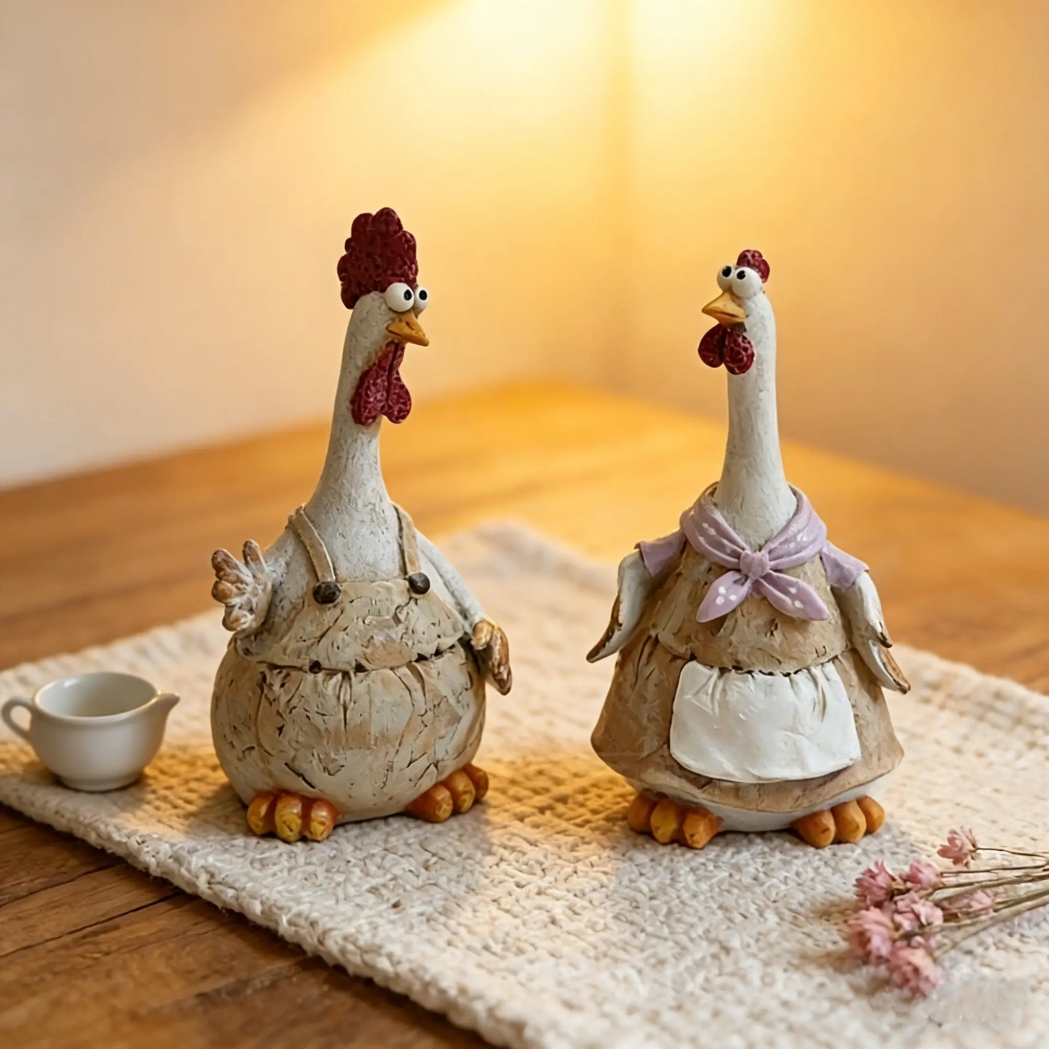 Rustic Farmhouse Resin Chicken Figurine - Country-Style Handicraft, Creative Desktop Ornament, Resin Figure, Home Tabletop Decor, Ideal Gift Item, Ornaments