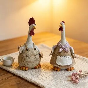 Cardboard chicken figurine resin handicraft, country-style tabletop decoration item