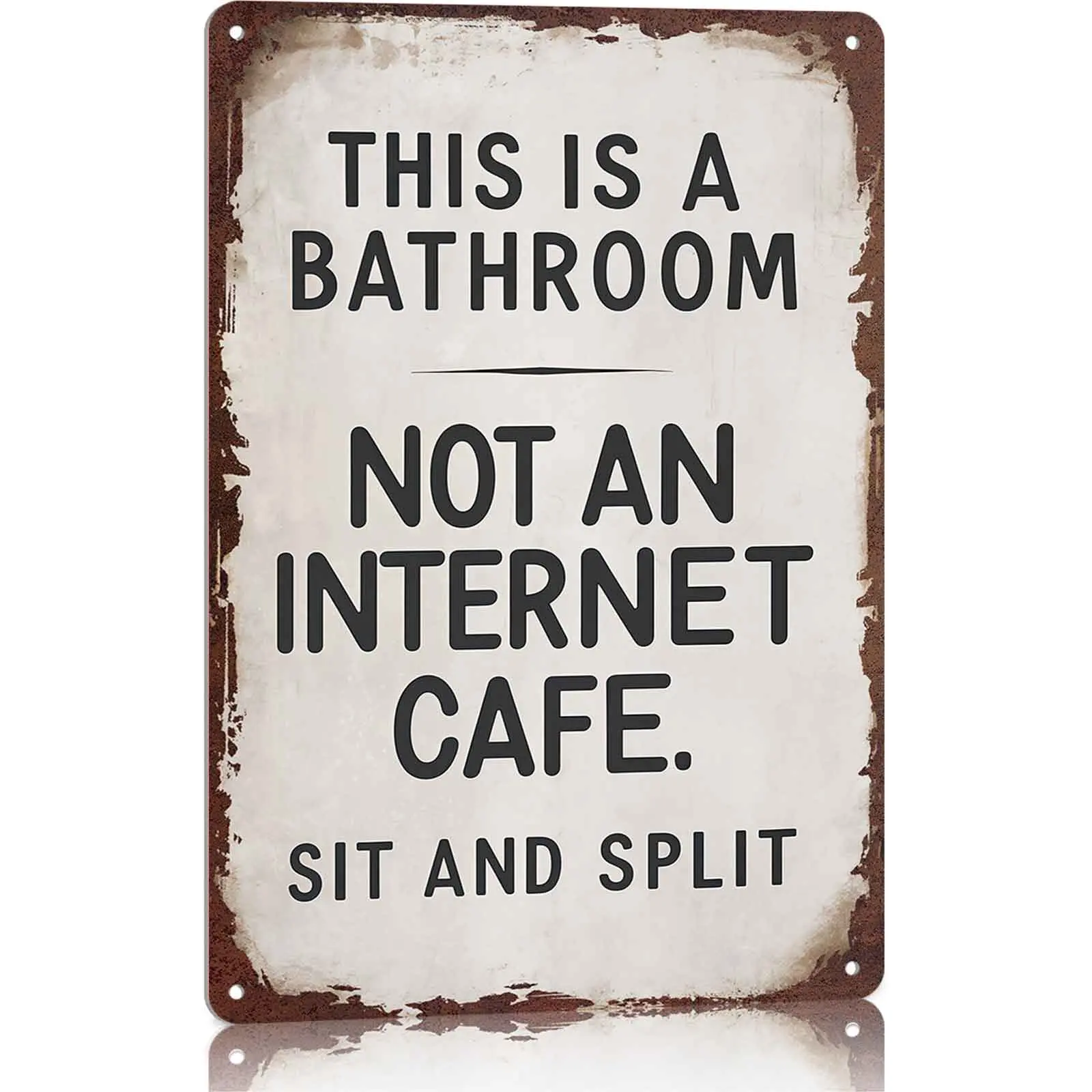 Vintage Metal Wall Sign - 12x8 in Rectangle Aluminium Bathroom Decor, Art Deco Rustic Design Plaque, 12x8 Wall Coverage, Funny Host Gift for Home & Bar