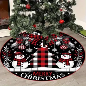 Jit Christmas Tree Skirt, Plaid Snowman Design, Holiday Decor, Perfect Gift for Family Parties