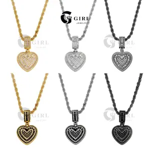 GGIRL Cubic Zirconia Heart Pendant Necklace for Women and Man, Hip Hop Heart Pendant, Personalized Exquisite Cubic Zirconia Necklace  Jewelry Gift, Hip Hop Jewelry for Him Her