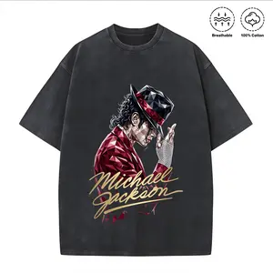 100 Percent Cotton Oversized Graphic T Shirt Michael Jackson Portrait And Signature Summer Streetwear Fashionable Street Retro Style # Michael Jackson # Jaafar Jackson # biopic # music legend