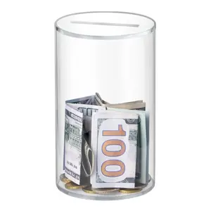 Hicocool Clear Piggy Bank, Acrylic Piggy Bank for Adults Must Break to Open, Unopenable Money Saving Box for Boys Girls Birthday Gift (6" H x 3.54" D)