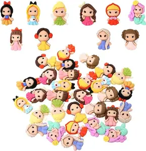 20PCS Resin Cute Princesses Slime Charms Cartoon Girls Flatbacks Crafts Embellishment for DIY Hair Clips Phonecase Scrapbooking Jewelry Making (10 Style)