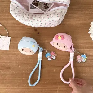 Cartoon Cute Little Twin Stars Silicone Earphone Case, Shockproof Protective Cover with Accessories for AirPods 2/3/4/Pro2/Pro3, Ideal Gift for Kids, Protection