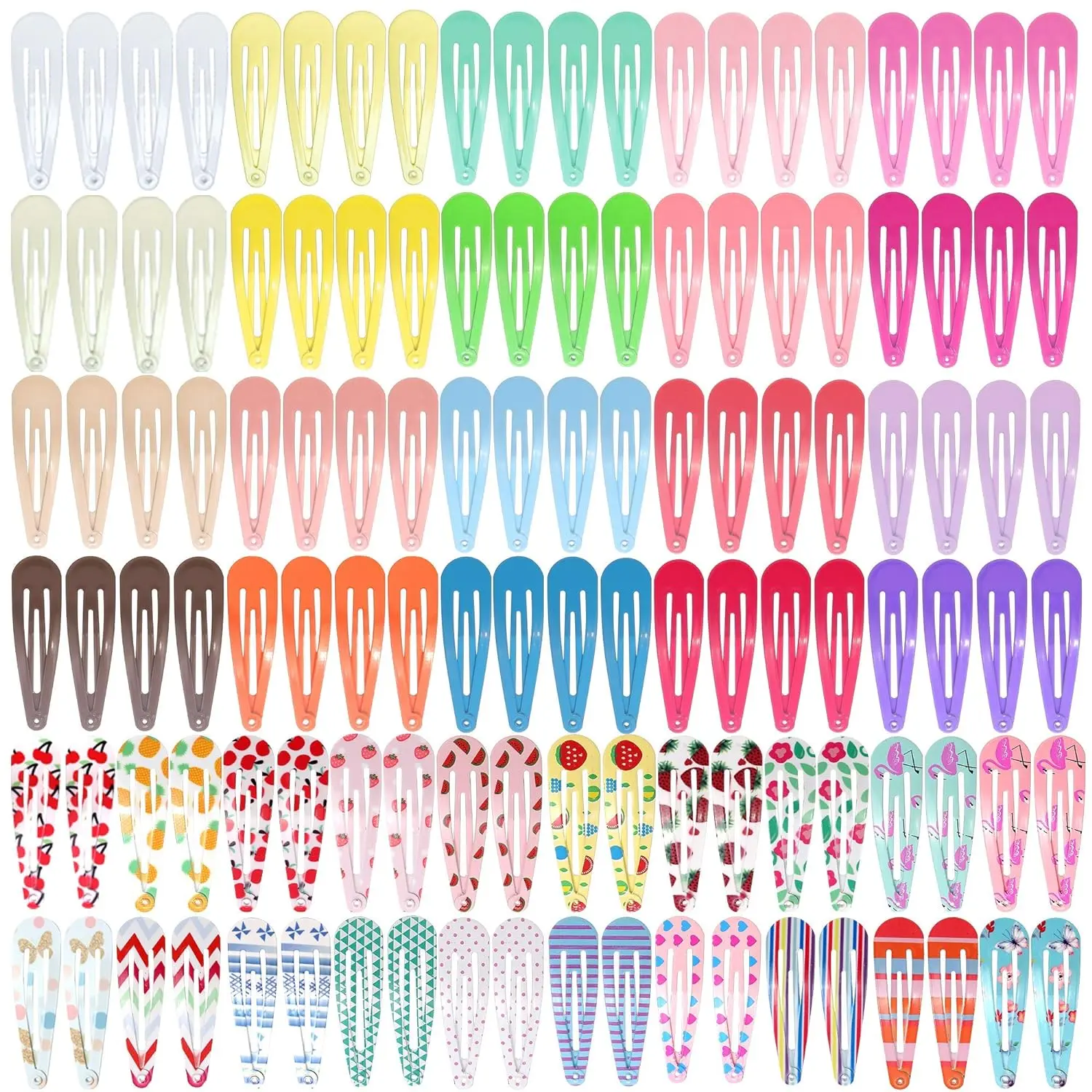 Funtopia 2-Inch Black Metal Snap Hair Clips, 120-Pack No-Slip Barrettes for Women & Girls (Beauty & Personal Care Hair Styling Accessory), Snap Clips, Clip Design