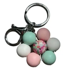 Silicone Bead Flower Keychain