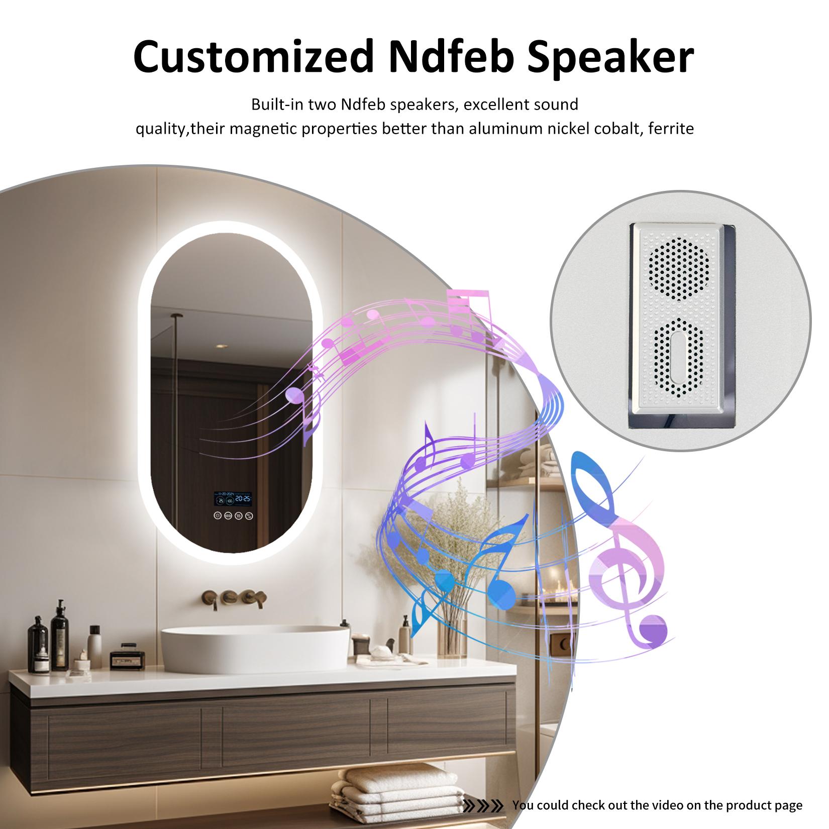 LumiBased Oval Led Light Bluetooth Bathroom Mirror  20X32