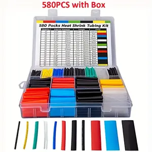 580Pcs/164Pcs Heat Shrinkable Cable Sleeve Kit - Professional Wire Insulation, 2:1 Shrink Ratio, Electrical Connections, Durable Polyolefin, Variety of Sizes