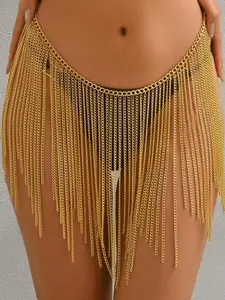 Light Luxury Sexy Nightclub Belly Dance Accessory Tassel Waist Chain Body Chain, Luxury Metal Tassel Exquisite Slimming, Adjustable All-Match Design, Perfect for Stage Performance, Party and Photoshoot, Bop Chain, African Waist Jewelry