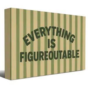 Everything Is Figured Out Quote Print, Vintage Striped Inspirational Poster Trendy Wall Art