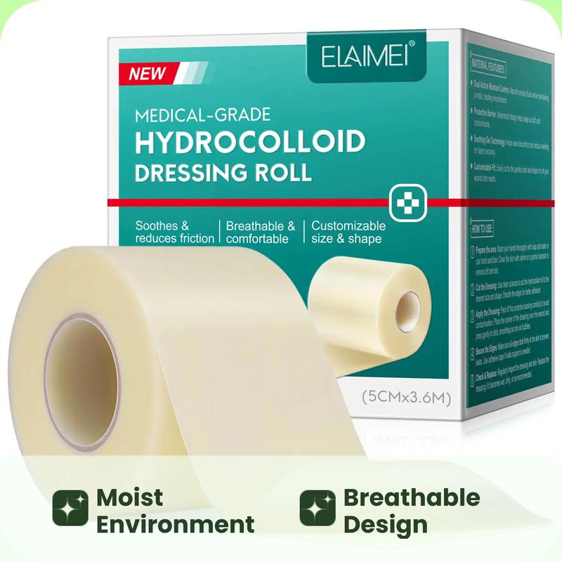 Elaimei Hydrocolloid Bandage 5cmx3.6m, Wound Healing Patch, Prevents Dirt, Reduces Friction, Breathable Comfort, Protects Skin, Medical Accessories, Aid