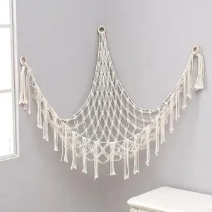 1pc Plush Toy Hammock 60in Hangable Boho Stuffed Animal Corner Hanging Net Practical Cotton Organiser for Bedroom Nursery Decoration Ornaments
