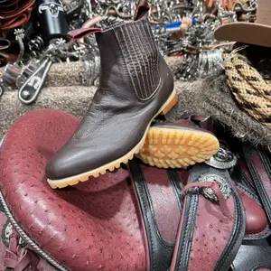Botin Charro Suela de Tractor in Genuine Leather for Men's Western Boot Shoe