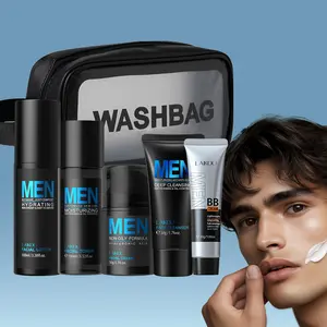 Men's Skincare Set, Moisturizing Skin Care Set, Including Facial Cleanser, Toner, Lotion, Cream, BB Cream and Makeup Bag, Skin Care Product for Men
