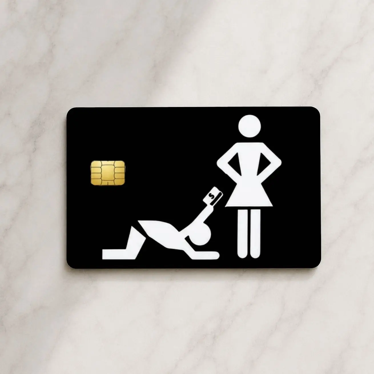 Money Begging Credit Card Skin, Funny Spending Card Sticker, Money Humor Card Cover, Black Card Decal