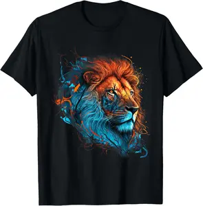 Roaring Colors - Lion Graphic Design with a Vibrant Twist T-Shirt