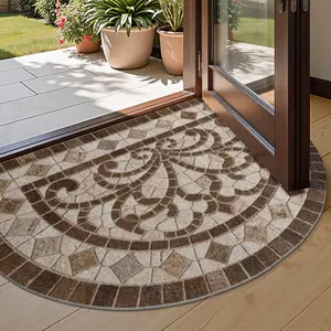 LUMIRUGS Ultra-Thin Indoor Door Mat for Entryway, Non-Slip Entrance Mat, Low-Profile Doormat, Unique Semicircular Design Carpet, Suitable for Patio and Porch, Machine-Washable Mat