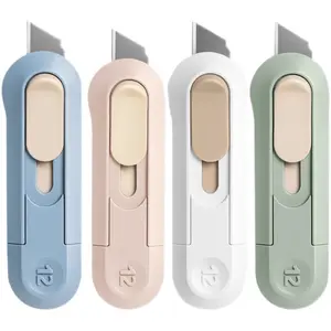 4-Packs Ultimate Utility Knife Set, Retractable Box Cutter, Cardboard Cutter, Letter Opener, Craft Knife for Home, Office, Art Projects, Paper Cutters, Safe Design