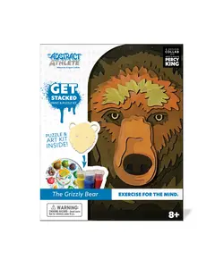 The Abstract Athlete Get Stacked Paint & Puzzle Kit - The Grizzly Bear - DIY 3D Art Kit