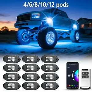 Car Underglow Atmosphere Lights LED Rock Crawler Lamp Set APP Control Dual Control with Remote RGB Color Changing Waterproof Neon High Brightness & Quality Christmas Gift, Car Lighting Accessories, Led Car Ambient Light, Car Decorative Light