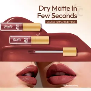 Coffee Matte Lip Gloss, Long-Lasting Waterproof, Velvet Finish, Rich Coffee Tone, Enhances Complexion, Non-Staining, High-Quality