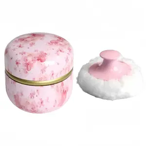 Body Powder Puff and Container, 3.15" Portable Empty Body Powder Container for Baby Women's Loose Dusting Powder, Powder Case Box with Lids for Bath, Travel and Home Use